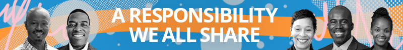 Image showing WorksiteLabs team with colorful background with the text "A responsibility we all share."